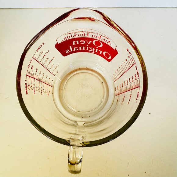 Vtg Anchor Hocking Red Label Oven Originals 4 cup 32oz Measuring Cup Glass - Picture 5 of 13